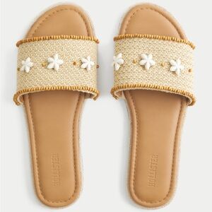 Hollister Puka Shell Raffia Slides - Size 8 - NWT